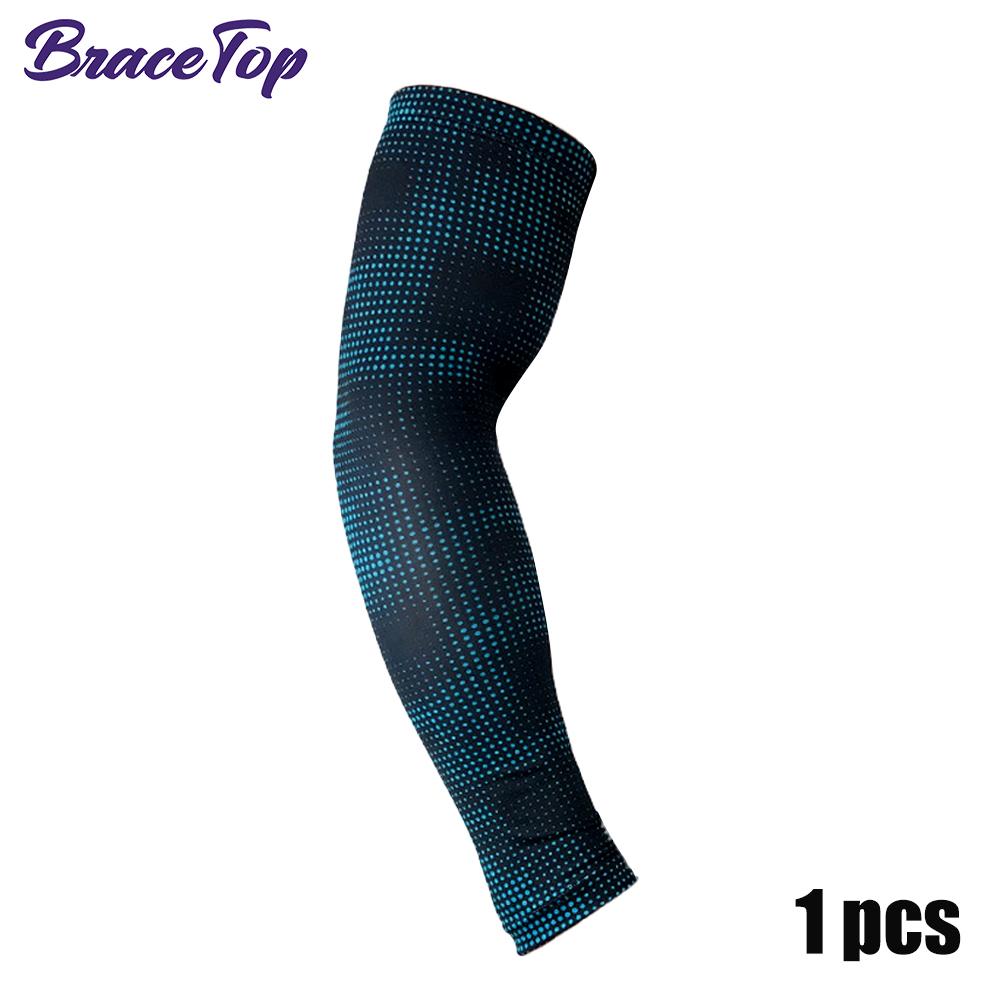 Bracetop 1 шт. Спортивные нарукавники для работы на открытом воздухе с защитой от УФ-лучей, нескользящие налокотники, компрессионные охлаждающие спортивные рукава из ледяного шелка