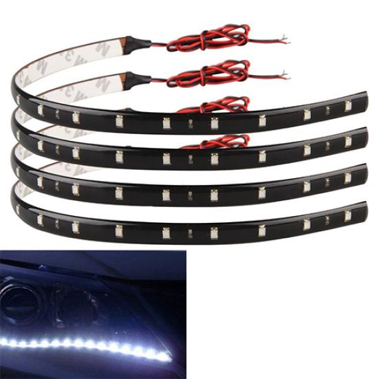 4 шт. 30 см 15 светодиодов 3528 SMD Грузовик Автомобильный гриль Гибкие водонепроницаемые световые полосы