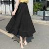 WTEMPO Черная длинная плиссированная юбка в стиле Лолиты в готическом стиле, женские винтажные юбки-миди с высокой талией и оборками в стиле Харадзюку, летняя корейская уличная одежда