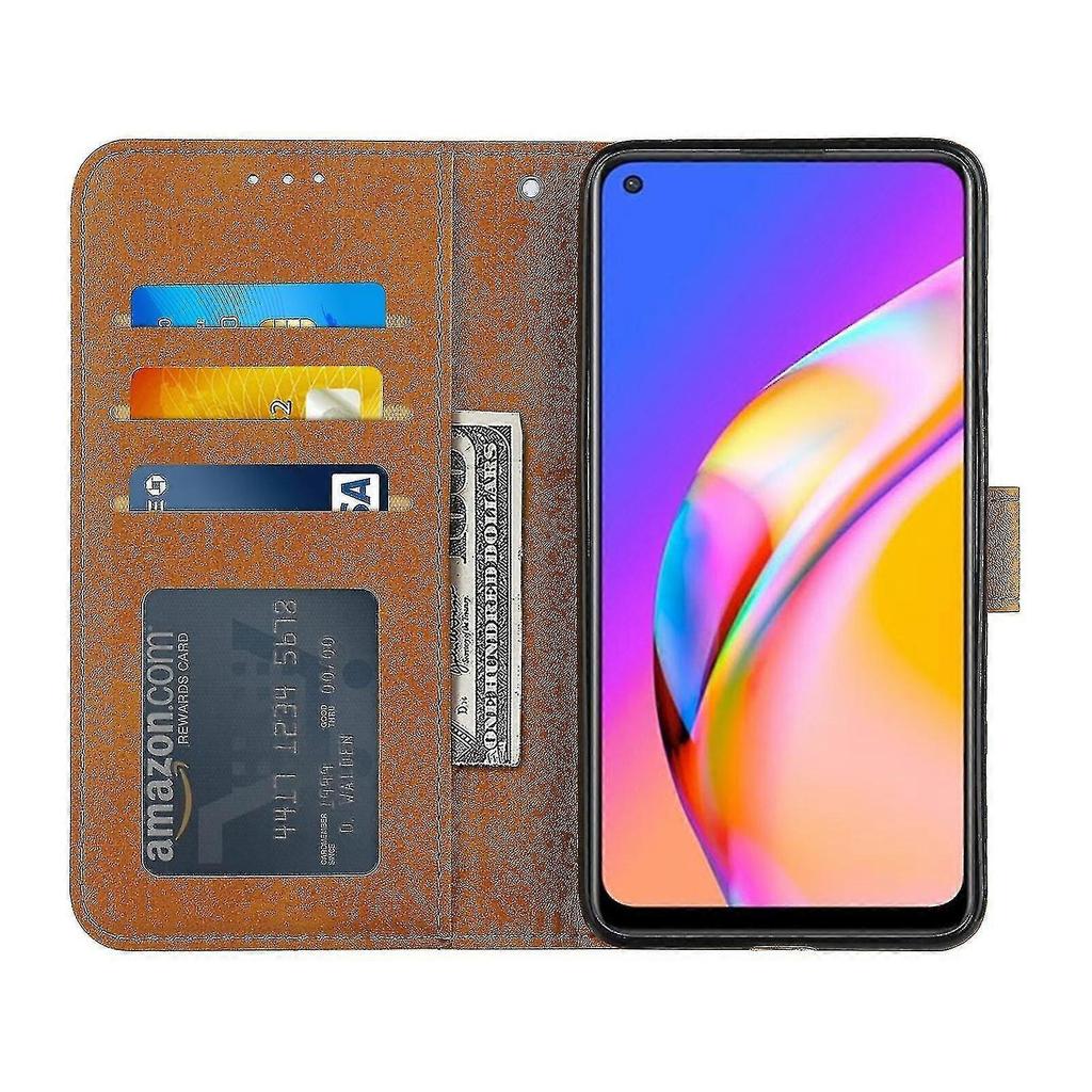 Phone case cover for Oppo A94 5g Phone Case Leather Split Cover Magnetic Premium Etui Coque - Yellow