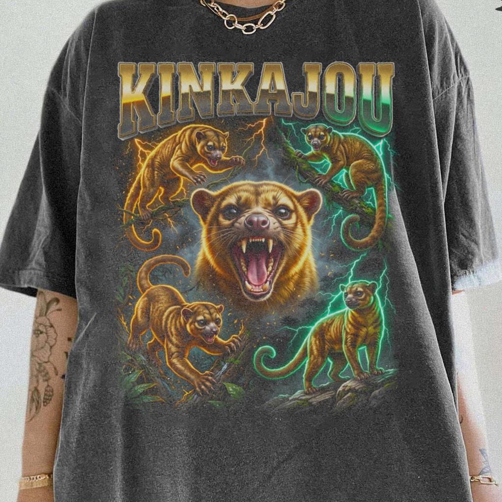 Kinkajou Shirt, 90s Bootleg Rap Tee, Honey Bear Graphic T-Shirt, Rainforest Mammal Lover Gift