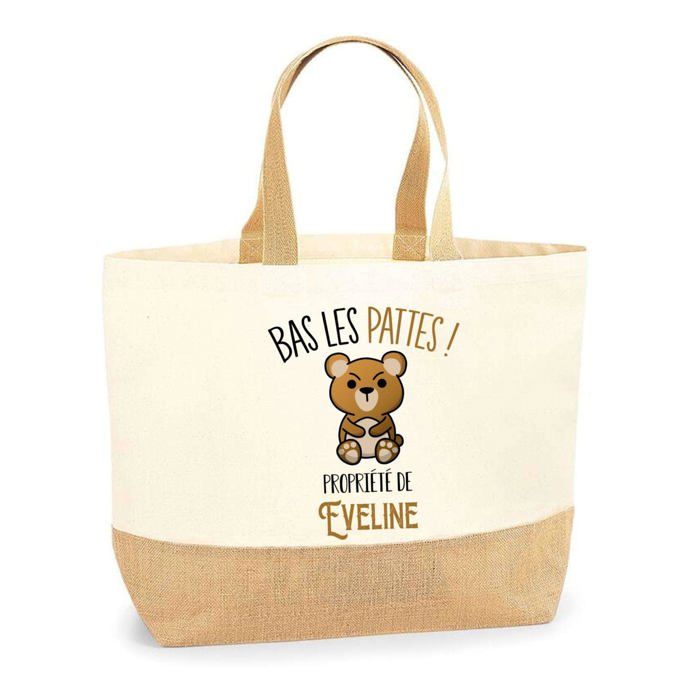 Sac cabas - PLANETEE - Eveline Bas les pattes Ours - Jute - Imprimé en France - Anses solides