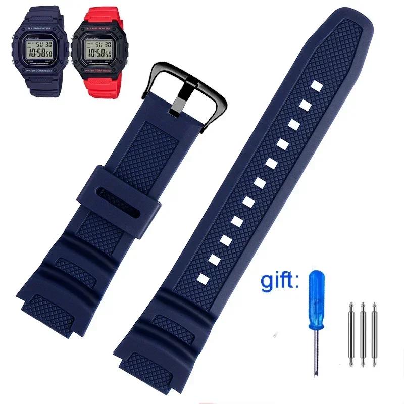 Аксессуары для ремешка часов подходят для Casio Watch W-218h / F-108 AE1200 / 1000 / 1300, смоляные силиконовые ремешки для часов 18 мм