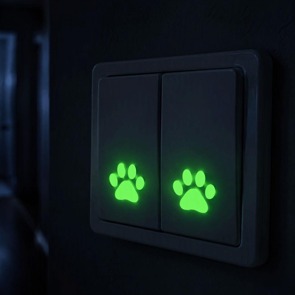 10/20Pcs Glow-in-the-Dark Paw Print Wall Decals Glowing Window Sticker Decor Accessories