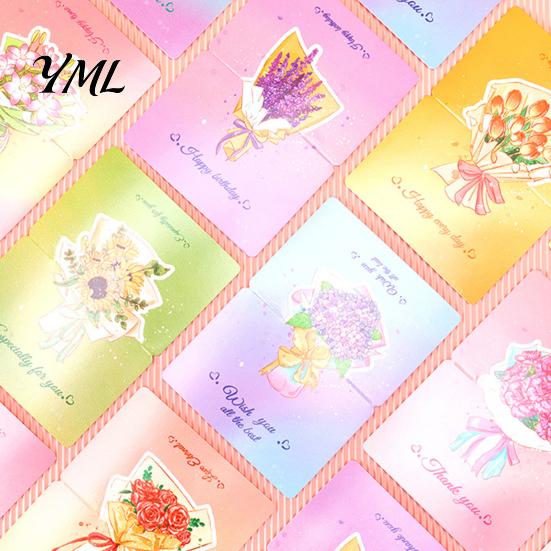Foldable Note Cards 10Pcs 3D Bouquet Greeting Card, Thank You Best Wishes Card Folding Floral for Mother's Day Father's Birthday