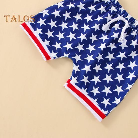 Повседневные наряды Топы с коротким рукавом Шорты-шаровары со звездами и полосками День независимости 4 июля Детская одежда для отдыха