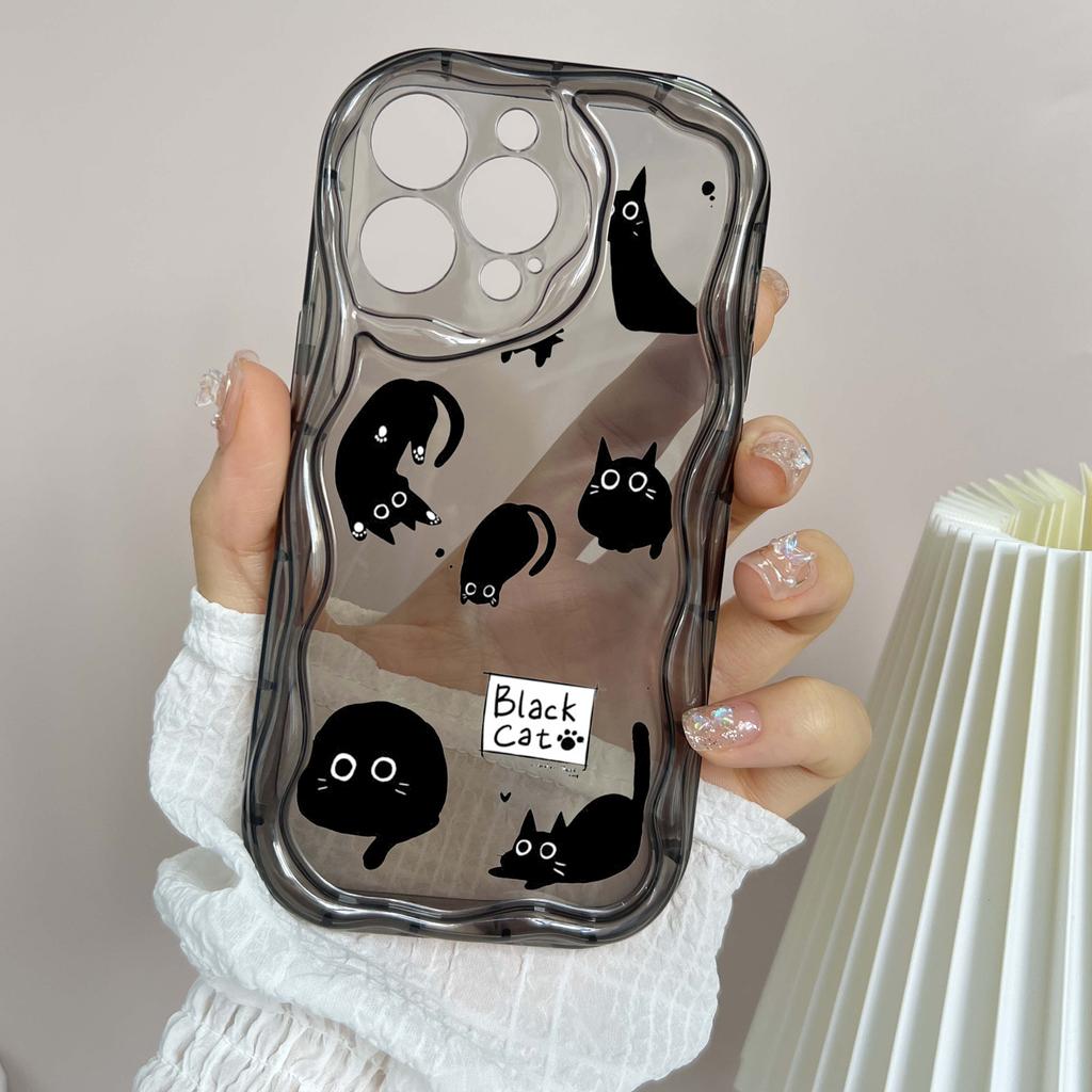 LZ11 Cat Cute Art Design Clear Soft Wave Phone Cases for iPhone 15 13 Pro Max 12 Mini 14 8 Plus XS Max XR 6 Protection Back Cover