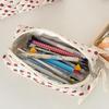 Kawaii Pencil Case Korean Style Simple Floral Pencil Pouch For Girl Soft Cotton Large Capacity Stationery Storage Bag