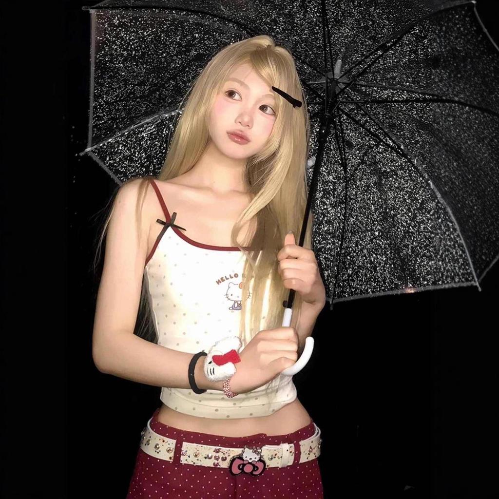 Ретро Корейский Острый Девушка Hello Kitty Майка - Облегающий Летний Жилет с Цветными Блоками