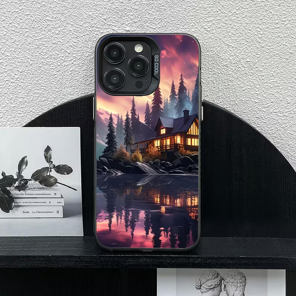 Landscape house pattern phone case suitable for iPhone 17 16 15 14 13 12 11 Pro/Max/Plus anti drop and shockproof back cover