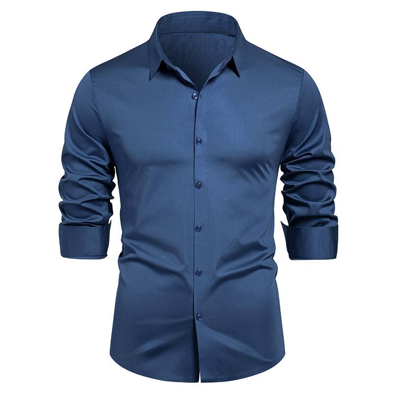 Business Casual Long Sleeve Shirt Men's Fashion Bottom Shirt Stretch Men's Shirt