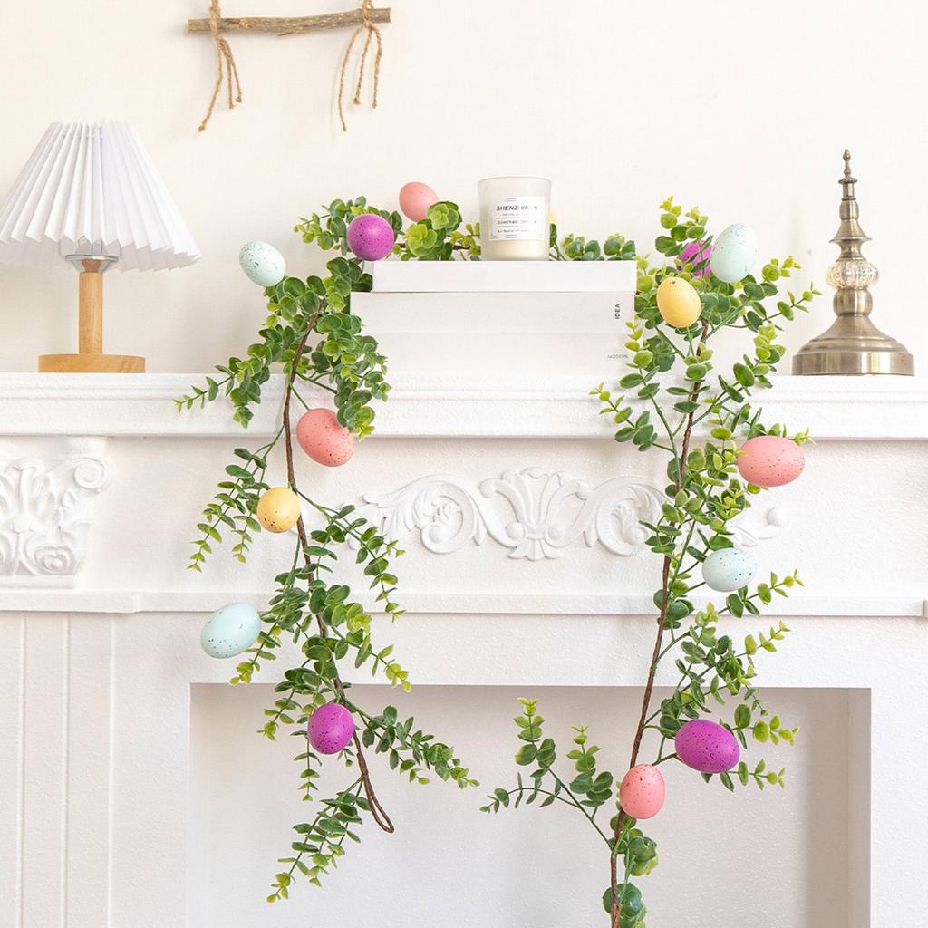 Пасхальный Имитация Листьев Яйца Ротанг Праздничный Набор Зеленые Листья Виноградные Лозы