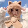 Cute Winter Warm Hooded Scarf & Bear Hat Set
