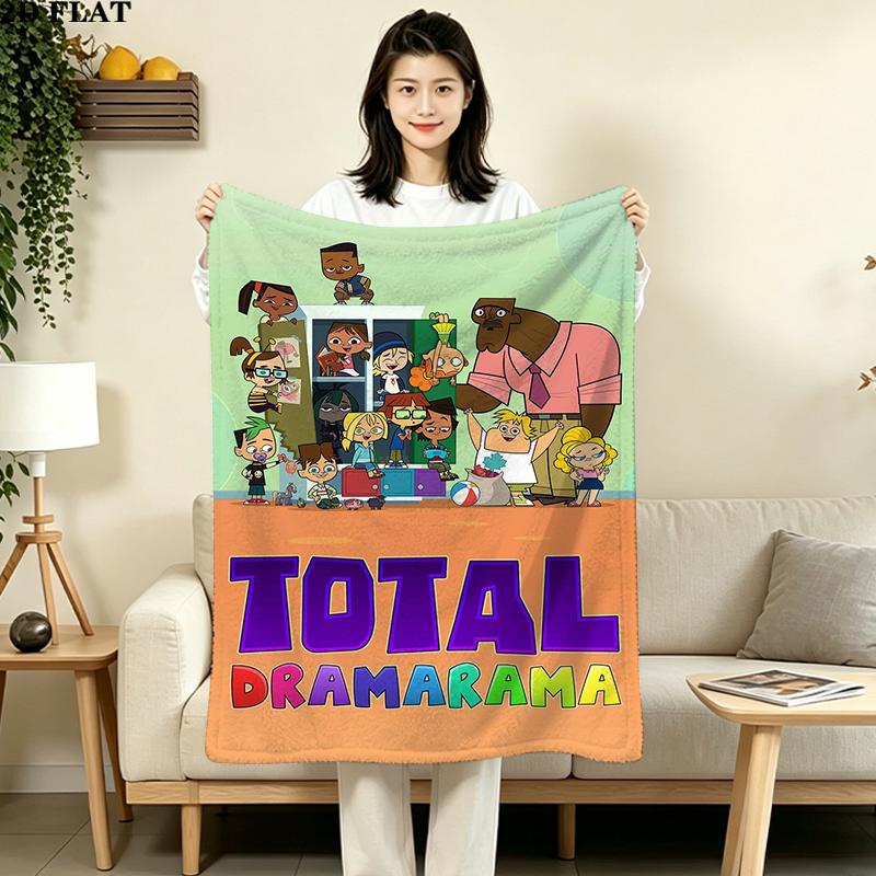 Total Drama Print Flannel Blanket High Quality Warm Comfortable Cover for All Seasons Perfect for Gifts Home Decor