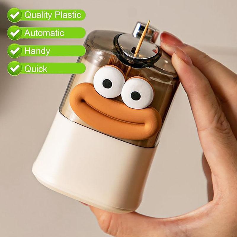 Cute Automatic Pop-up Toothpick Holder Dispenser, Pop Up Automatic Cute Sausage Mouth Decoration Novelty Toothpicks Container Ki