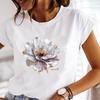(Asian Size) Casual Printed Tee Style Cute Floral Top Short Sleeve T Shirt Fashion Women Clothing O-neck Ladies Female Graphic T-shirts