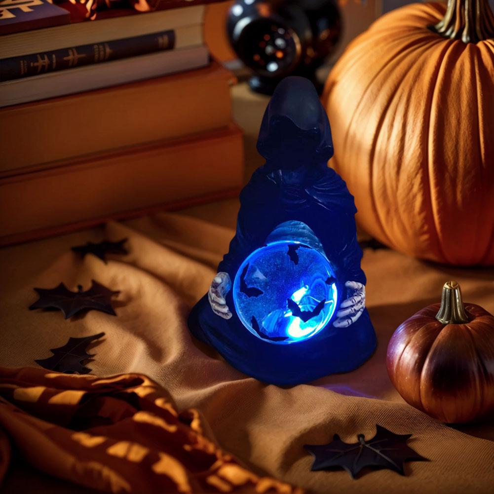 Хрустальный шар Богов Смерти Статуя Мрачного Жнеца на Хэллоуин с летучими мышами Готическая фигурка Фигурка Мрачного Жнеца Декор на Хэллоуин