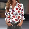 Women's Shirt Blouse Christmas Print Button Long Sleeve Casual Basic Shirt Collar Regular Top