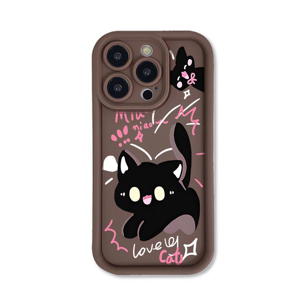 Case for iPhone 16 Cartoon Cute Funny Cat Silicone Phone Case for iPhone 15 14 13 12 11 Pro Max XS Max X XR 7 8 Plus SE Soft Women Phone Casing Cover