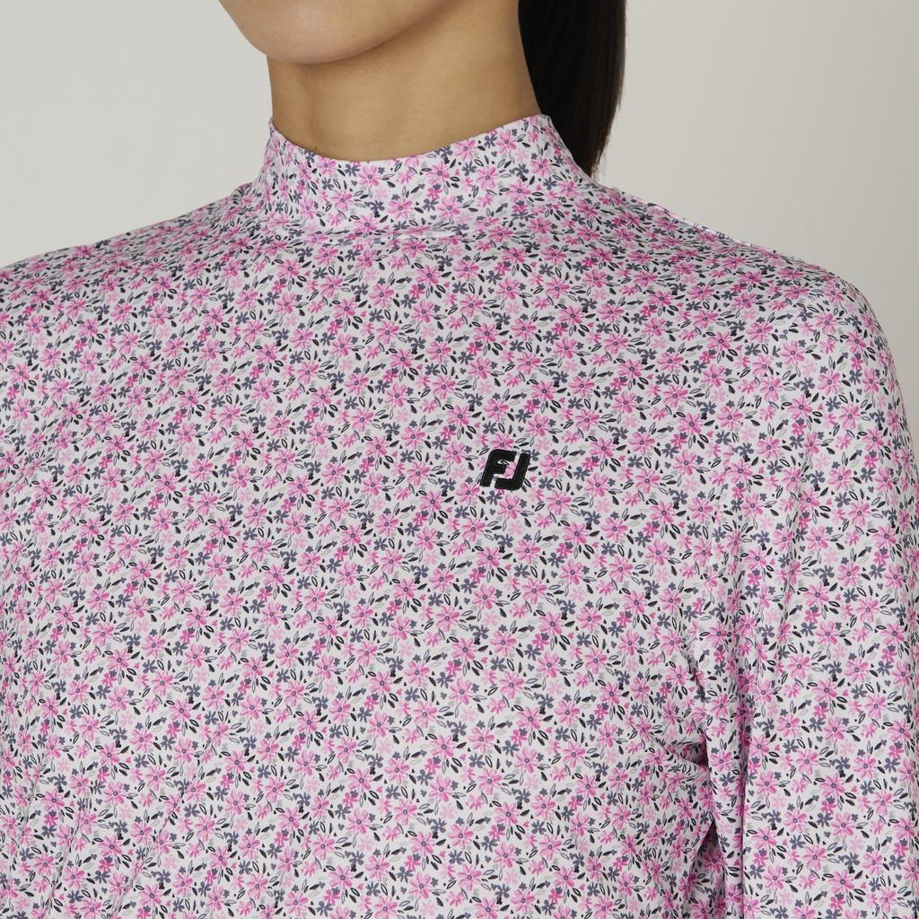 FootJoy Floral Print Long Sleeve Mock Neck Shirt, Pink, Women's, Size Small, FJW-F24-S08, 32276-S