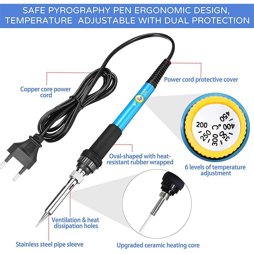 Набор паяльных пистолетов для пирографии, дровяная горелка, паяльный инструмент «сделай сам», 60 Вт