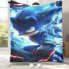 Ретро Мультяшное Игровое Фланелевое Одеяло S-Sonic, Ультра Мягкое Теплое Плюшевое Покрывало для Дома, Спальни, Кровати, Дивана, Походного Пикника, Подарок
