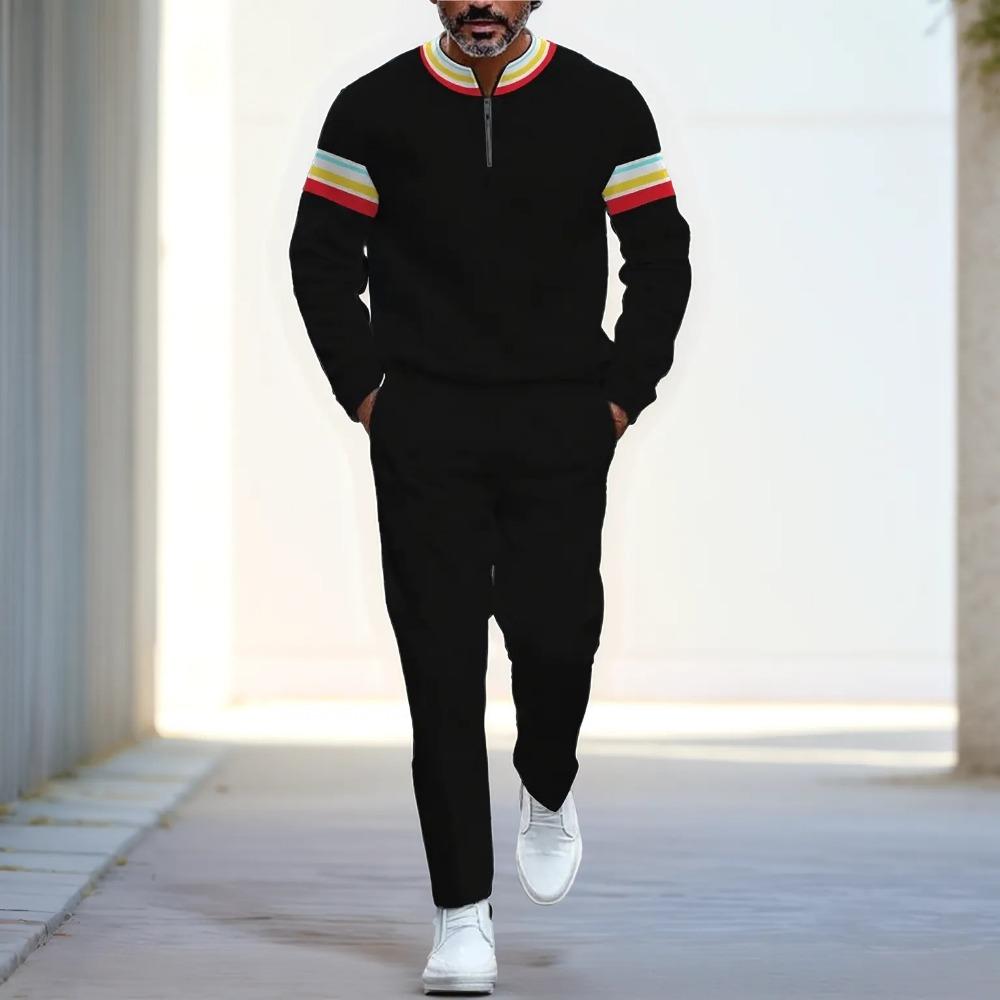 Весенне-осенняя модная уличная одежда Мужской комплект из двух предметов с длинным рукавом, на молнии до середины, со стойкой, брюки, спортивная одежда, мужская одежда