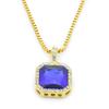 Alloy Necklace Hiphop Hip Hop Square Diamond Ruby Men's European and American Necklace Supply Hot Sale Jewelry