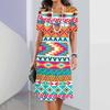 New Women's Dress Printed Summer Elegant Dress Femle Short Sleeved Dress Fashionable Oversized Clothing