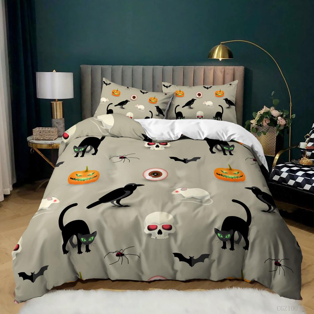 Holiday Halloween Three-Piece Digital Printing Quilt Cover Bedding