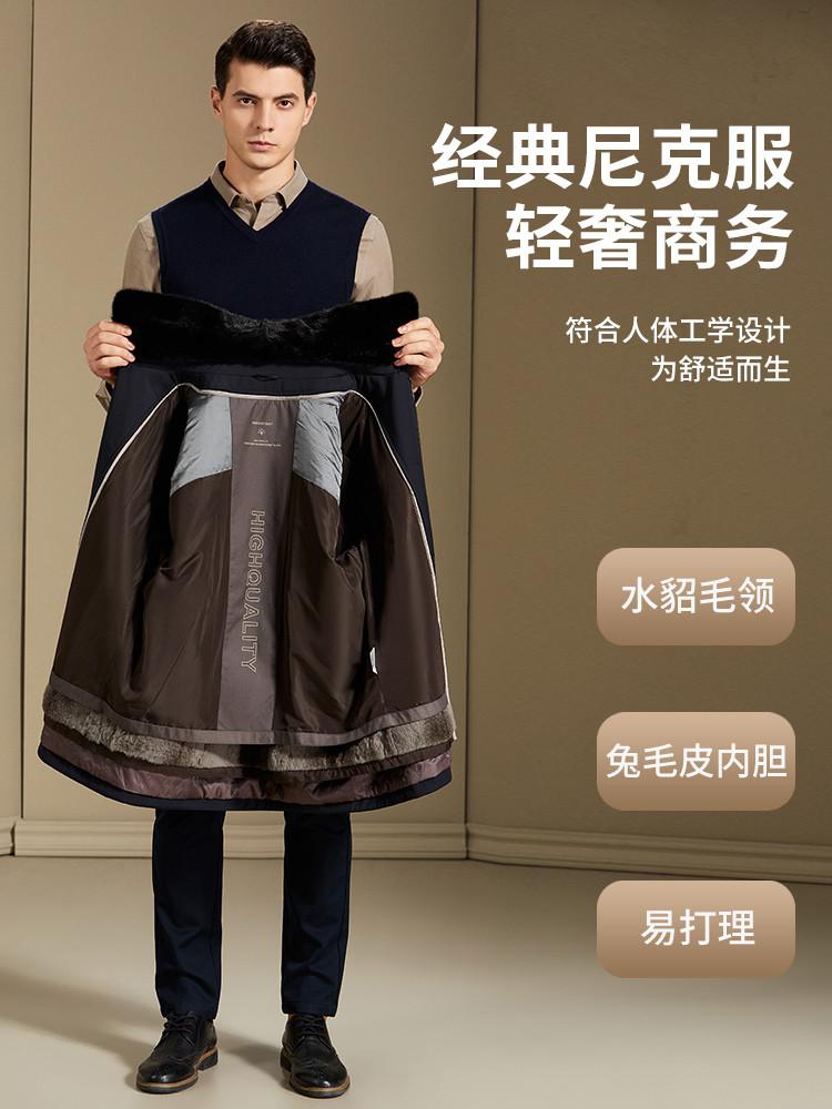 Detachable Rabbit Fur Inner Liner and Mink Fur Collar Autumn and Winter Thick Warm Men's Parkour Coat Fur Jacket