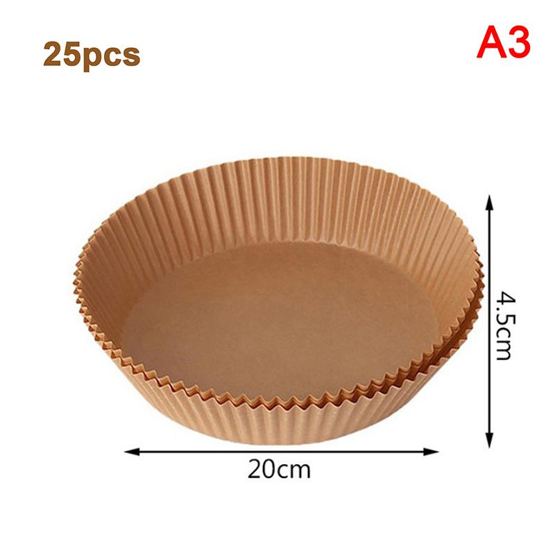 50/25pcs Air Fryer Disposable Paper Liner Non-Stick Mat Steamer Round Paper Baking Mats Kitchen AirFryer Baking Accessories
