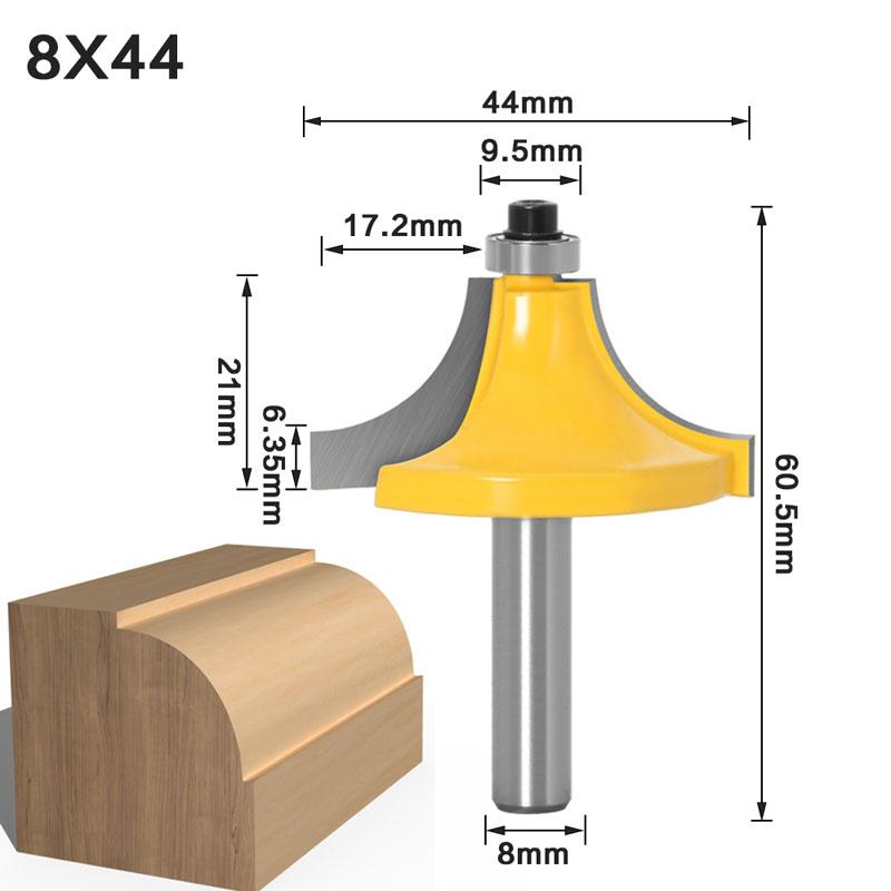 1PC 8mm Shank Corner Round Over Edging Wood Router Bit Large 2 Flute Corner Round Cove Box Bit Woodworking Tenon Cutter Tool