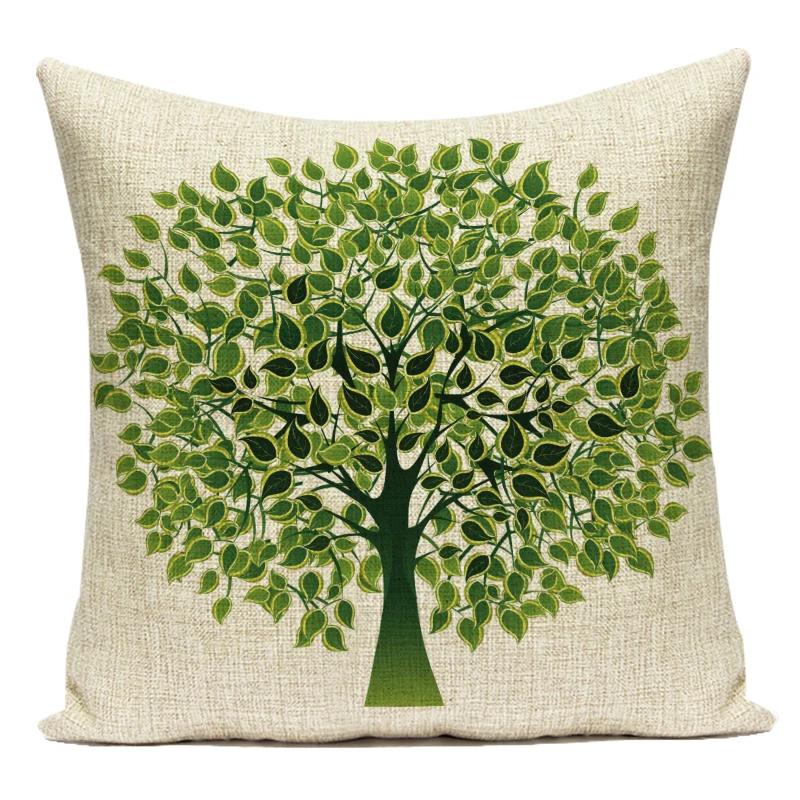 Полиэстер Декоративные Подушки Чехол Цветочные Деревья Cojines Decorativos Para Sofa Наволочка Для Гостиной Домашний Декор