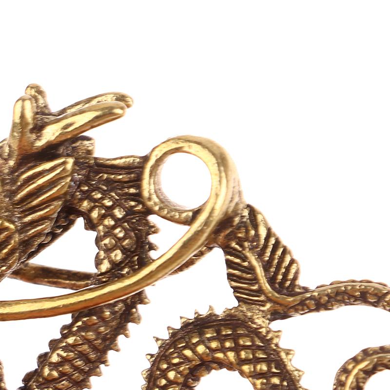 1Pc Retro Brass Dragon Figurine Decor Wealth Prosperity Chinese Style Ornament Dragon Luck Animal Fengshui Vintage Decors