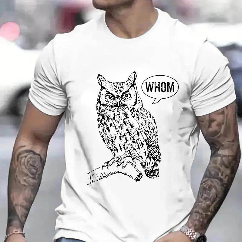 Смешные футболки Футболки для мужчин Who Whom Owl Футболка Одежда Мужская рубашка Мужская футболка с коротким рукавом Одежда Смешная футболка Мужские футболки