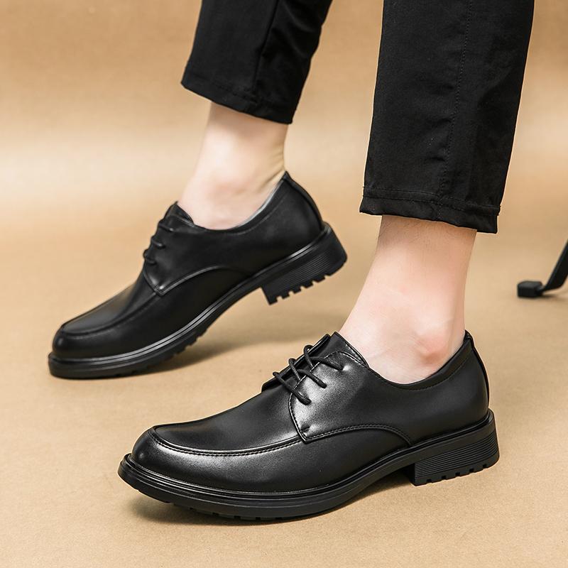 Кожаная деловая повседневная обувь для мужчин, оксфорды на шнуровке, толстая подошва, яркий верх, модная весенне-осенняя дизайнерская обувь дерби для мужчин