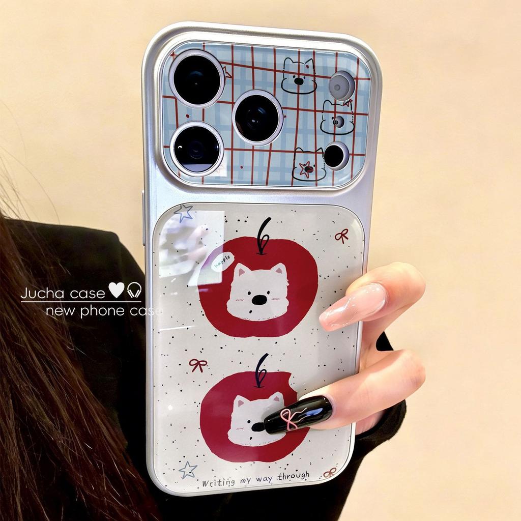 Apple Stripe West Highland Suitable for iphone16promax Apple 17 Electroplating Windows Epoxy Double Stick Mobile Phone Case