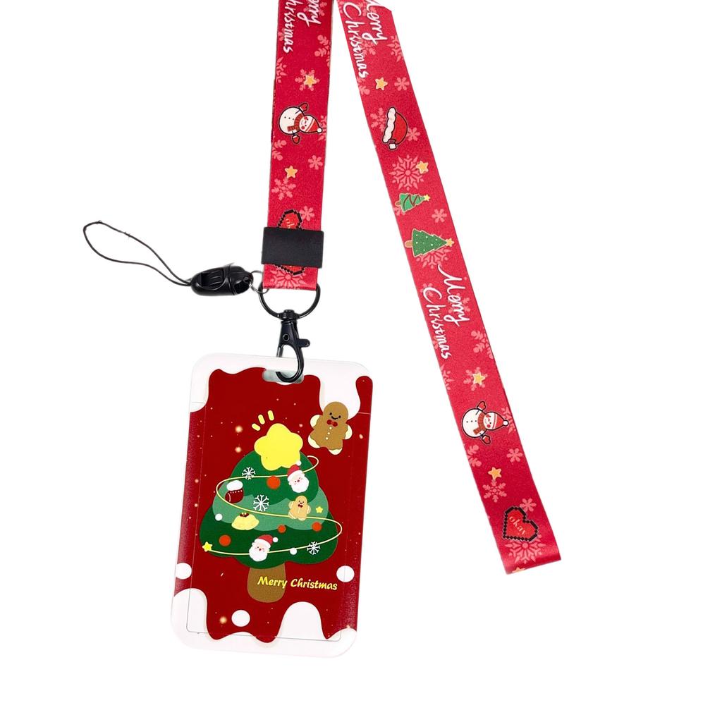 Рождественский ремешок для ключей с держателем для карт, шейный ремешок для значка в виде рождественской елки, снеговика, для медсестер, учителей, студентов