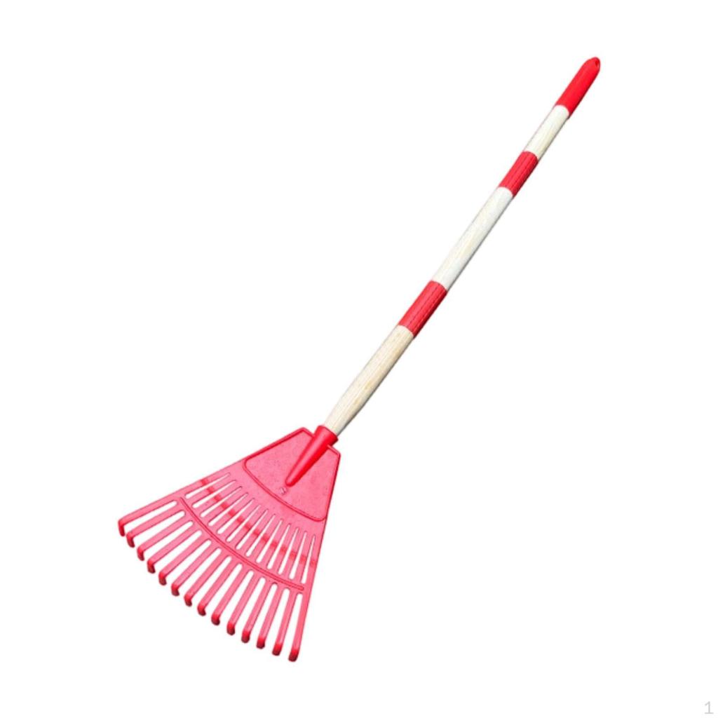 14 Garden Rake Steel Tool with Wood Handle for Kids Yard