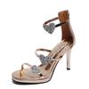 Women Heeled Rhinestone Sandals Fashion Heart Pattern Summer Sandals Women Party Sexy Shoes Woman