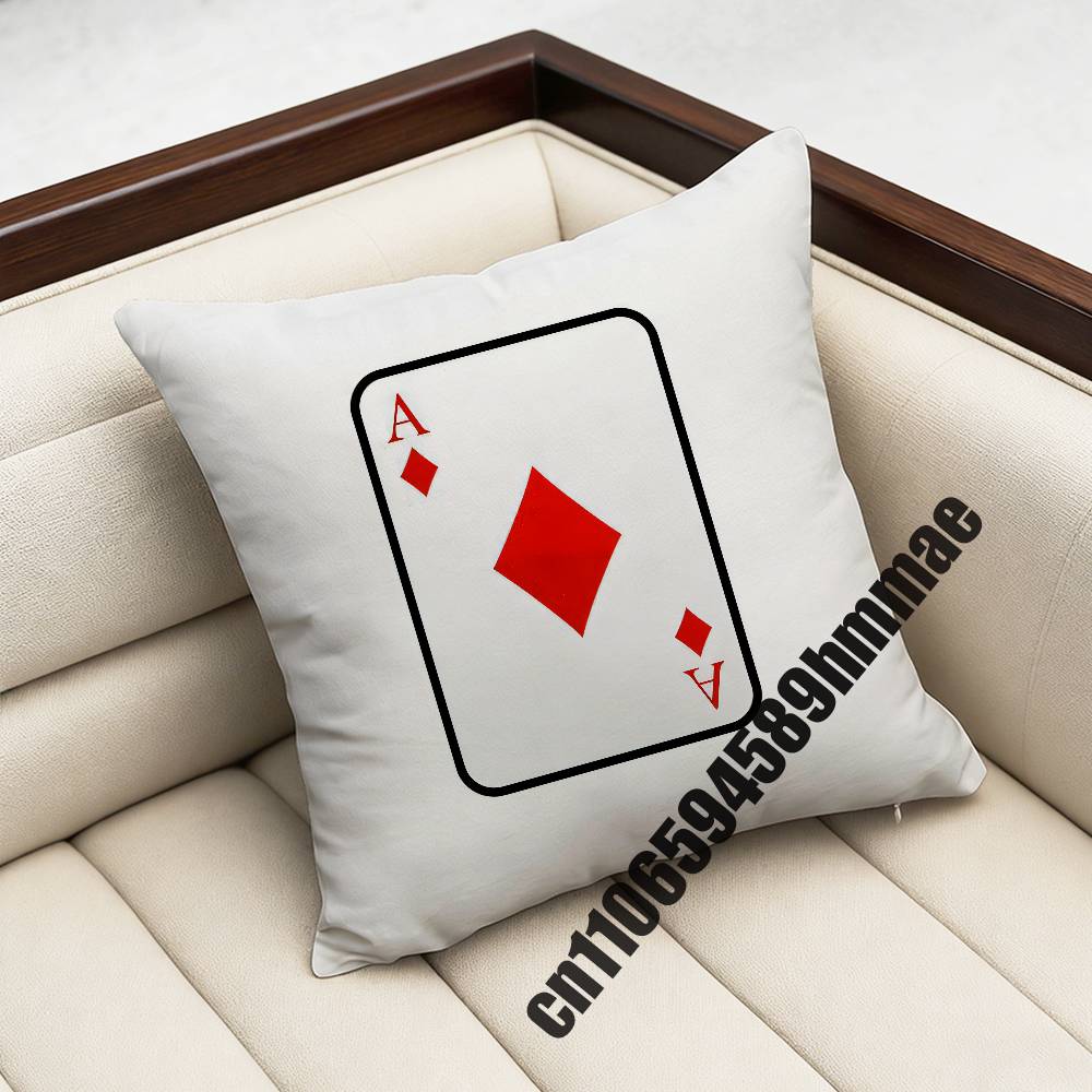 For Playing Cards Poker Red Heart Spades King Queen Throw Pillow Case Sham 45X45Cm 40Cm Square Car Pillowcase Pad Cushion Cover