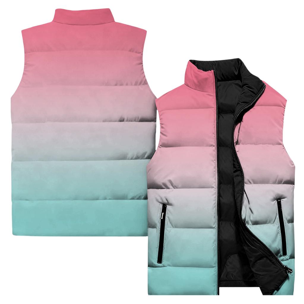 Ladies' Casual And Fashionable Sleeveless Vest Gradient Color Printing Cotton Jacket