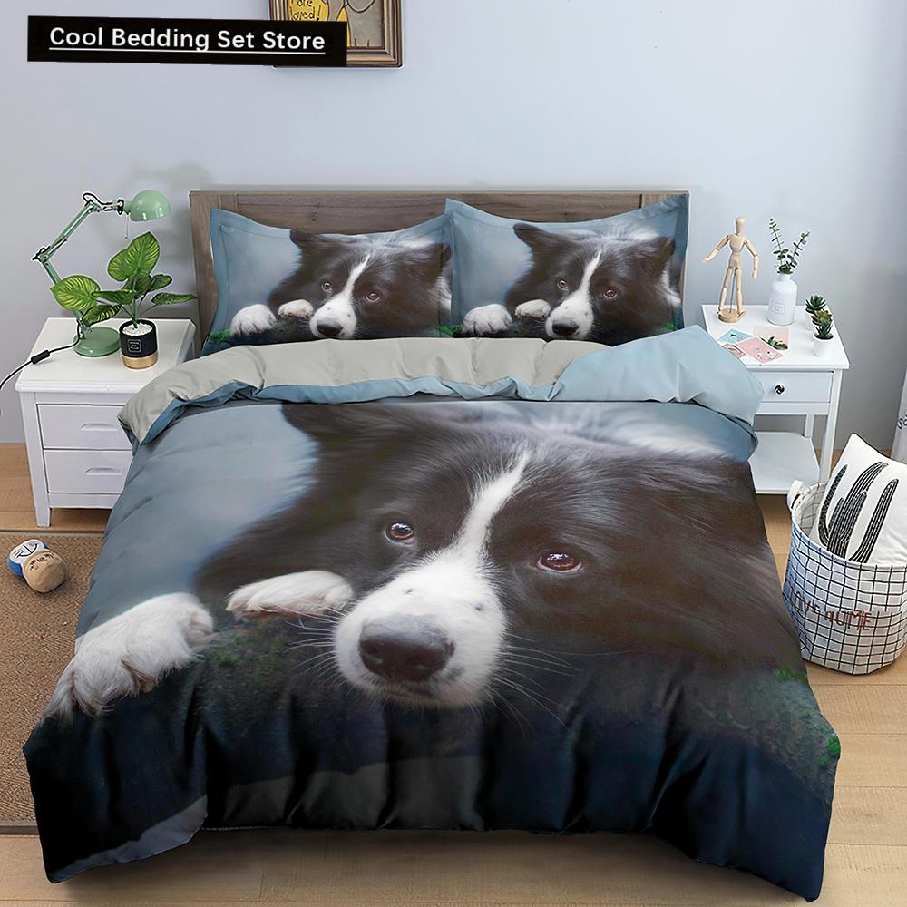 Animal Dog Duvet Cover King Queen Size Kids Cute Pet Puppy Them Bedding Set Corgi Golden Retriever 2/3pcs Polyester Quilt Cover