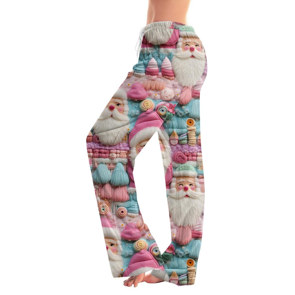 Женская повседневная мода Женские спортивные домашние рождественские пижамные брюки Длинные брюки