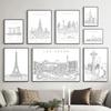 Париж, Мадрид, Нью-Йорк, Сидней, Лас-Вегас, линия горизонта, настенные художественные принты, картина на холсте, скандинавский постер, Декор, фотографии для гостиной
