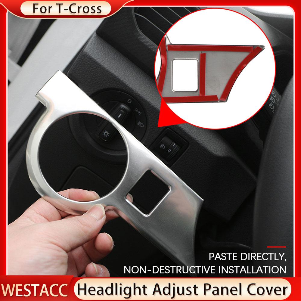 Ручка переключателя фар автомобиля, крышка панели, наклейка, накладка для Volkswagen VW T-Cross Tcross 2018-2023 LHD