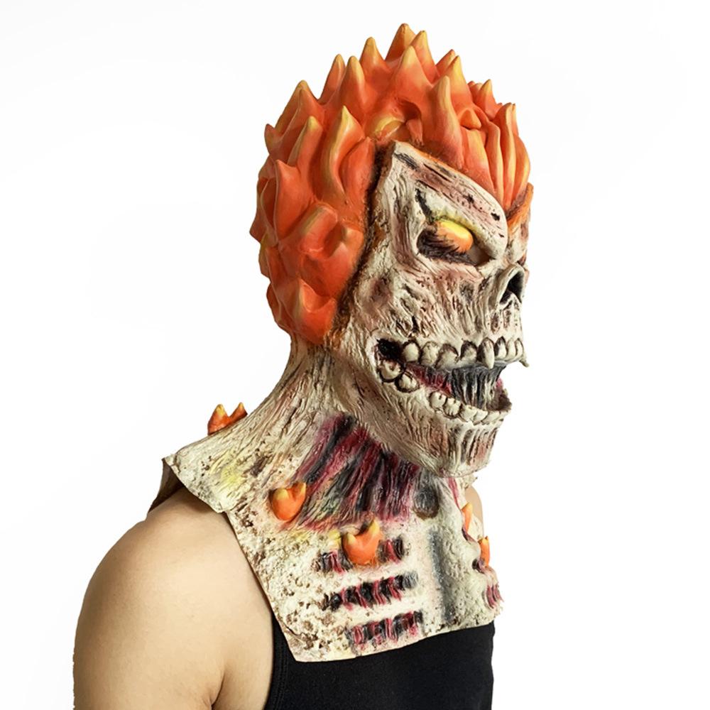 Halloween horror mask, Ghost Rider skull mask, latex flame mask, headgear for ghost costumes and props