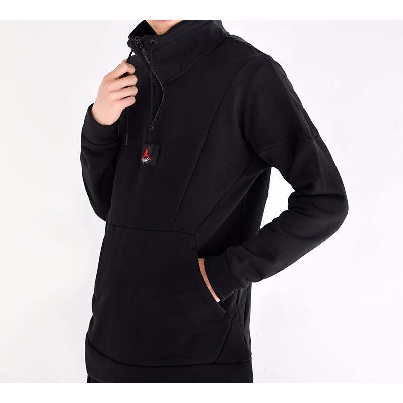 Air Jordan Half Zipper Athleisure Casual Sports Black Men's AV2293-010