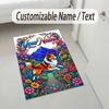 Dog Theme Crystal Velvet Rug Personalized Custom Name Text Soft Floor Mat Home Decor